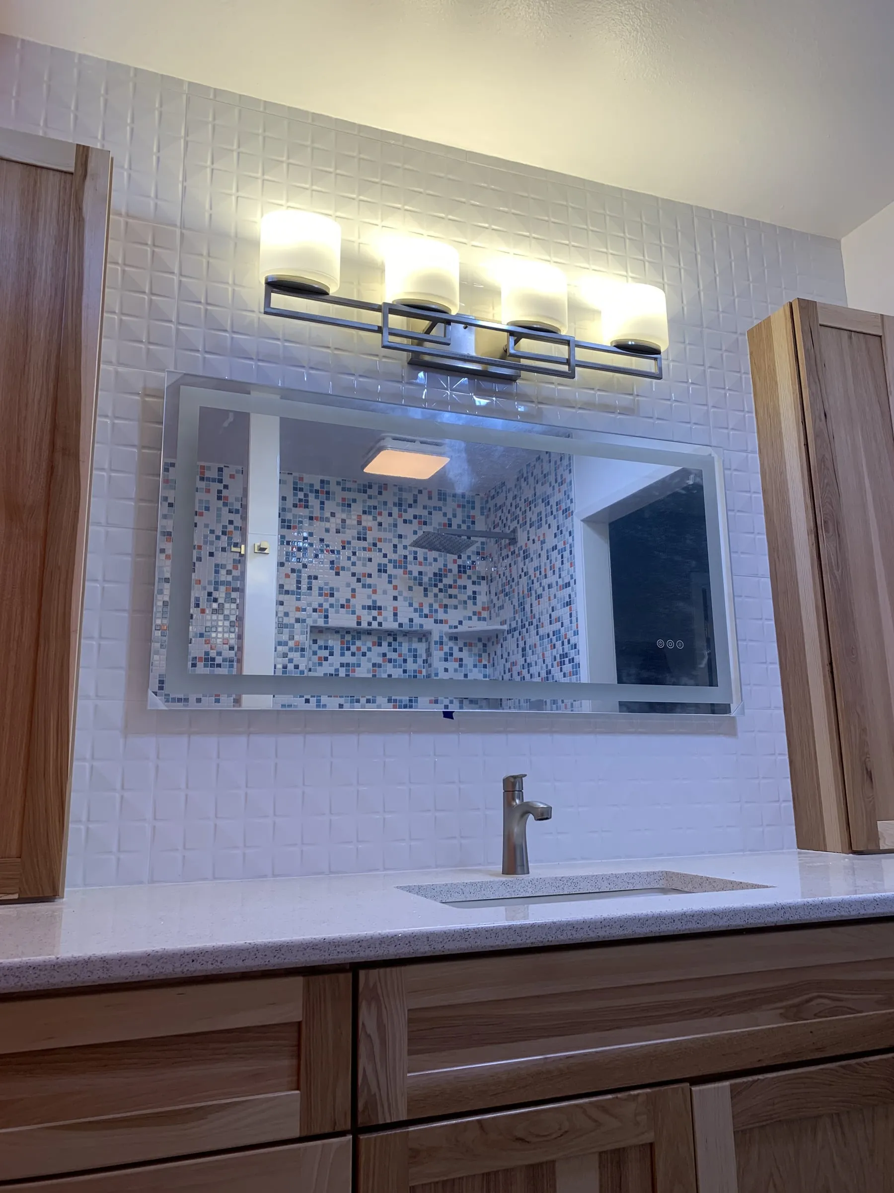 Mosaic vanity wall: Mosaic tile vanity wall
